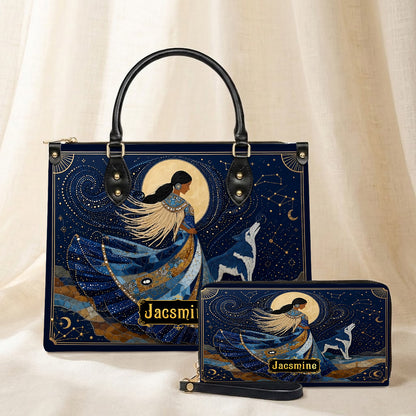 Lunar Wolf Guardian Personalized Leather Bag