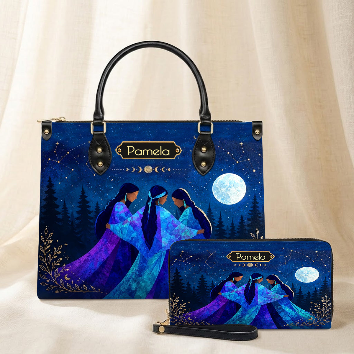 Whispering Moon Connection Personalized Leather Bag