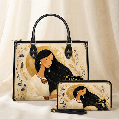Golden Moon Maiden Personalized Leather Bag - Q1579