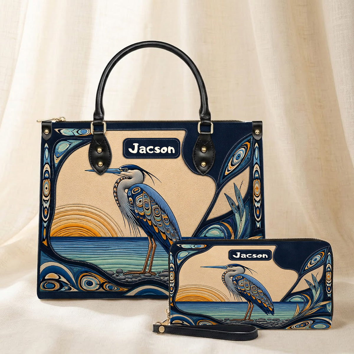 Spirit of the Heron Personalized Leather Bag