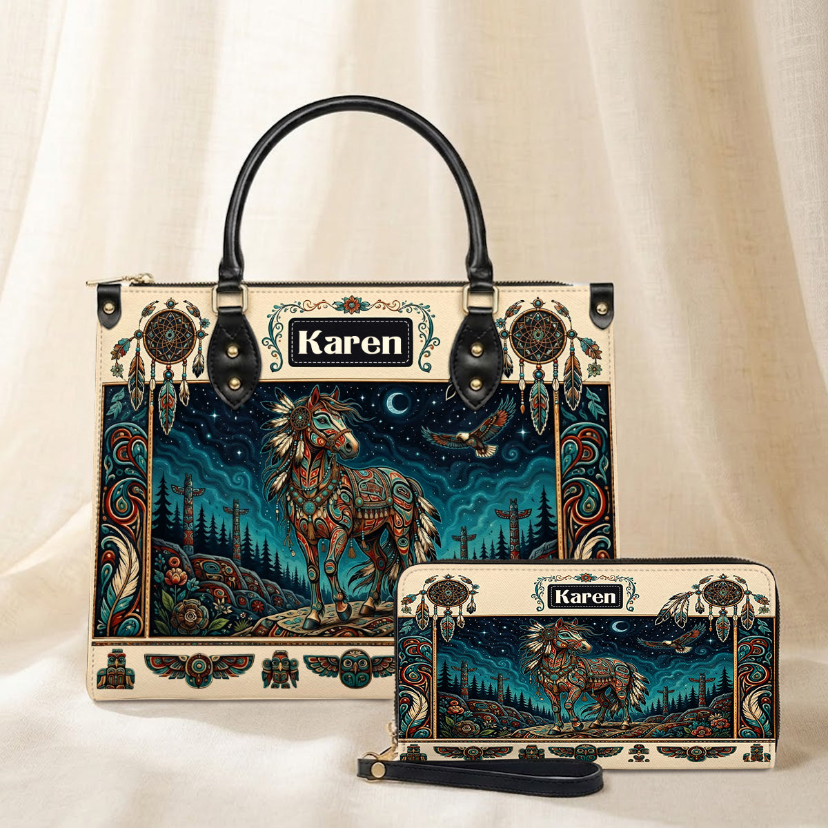 Moonlit Horse Legacy Personalized Leather Bag - Q1579