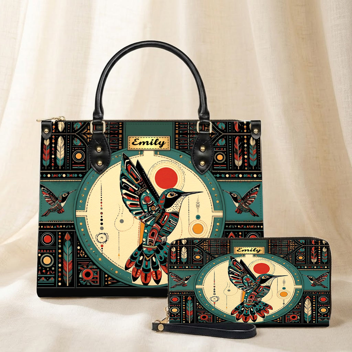 Hummingbird Solar Awakening Personalized Leather Bag