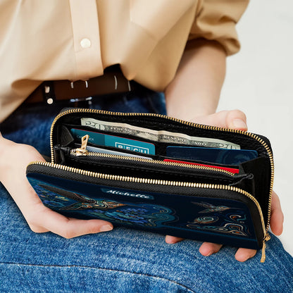 Azure Hummingbird Reverie Personalized Leather Bag