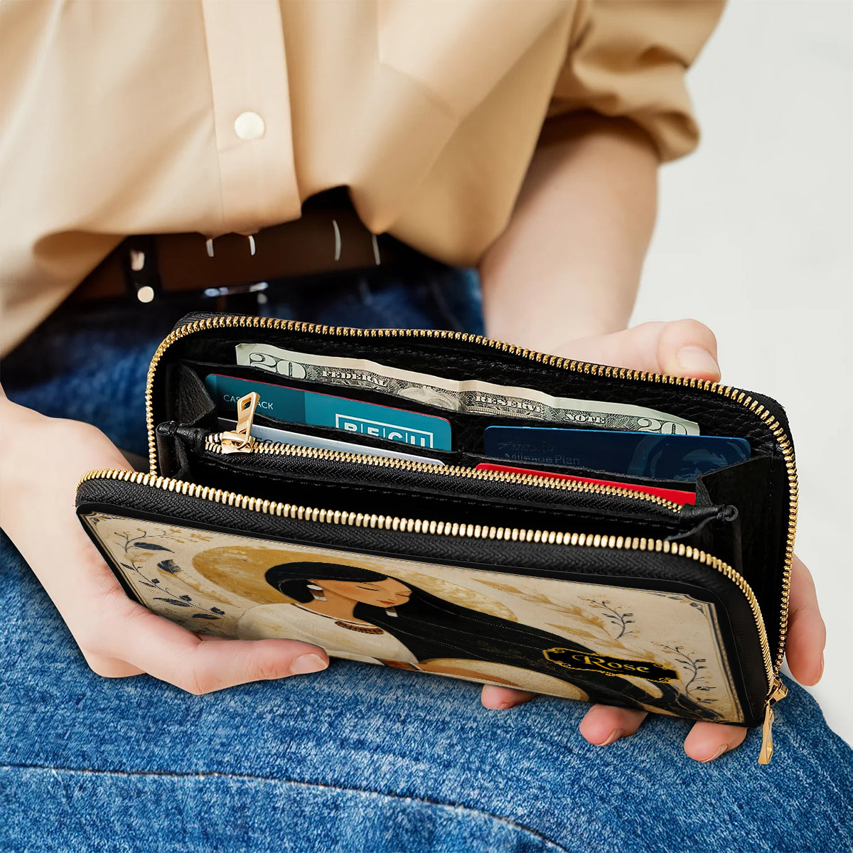 Golden Moon Maiden Personalized Leather Bag - Q1579