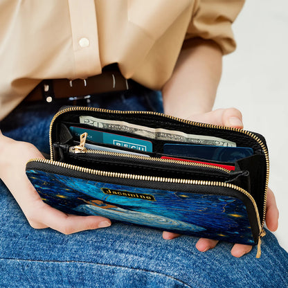Azure Butterfly Woman Personalized Leather Bag