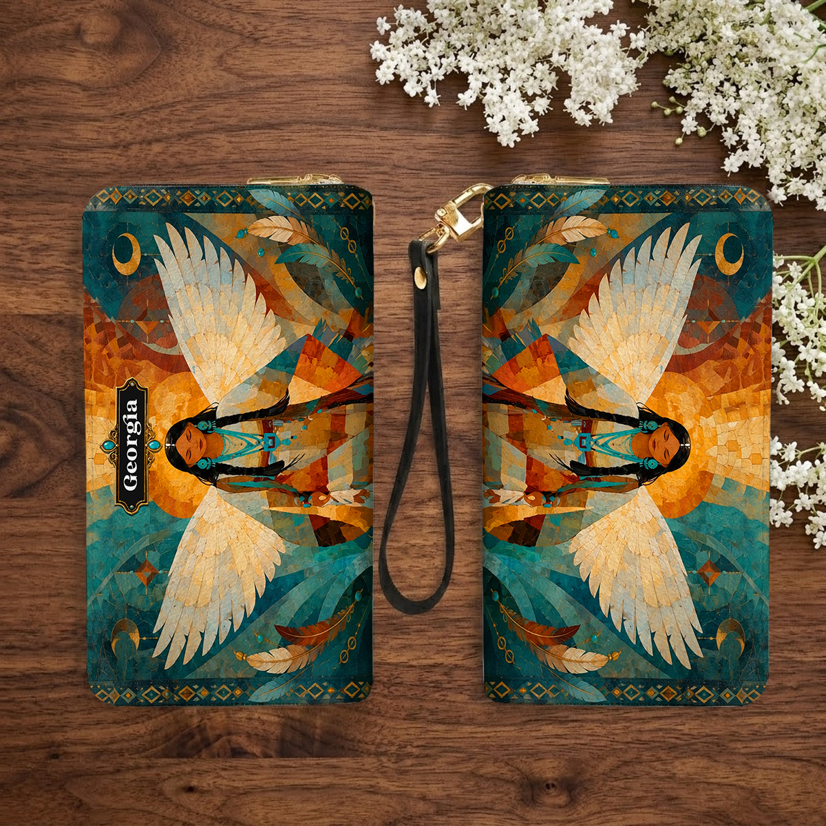 Radiant Feather Woman Personalized Leather Bag