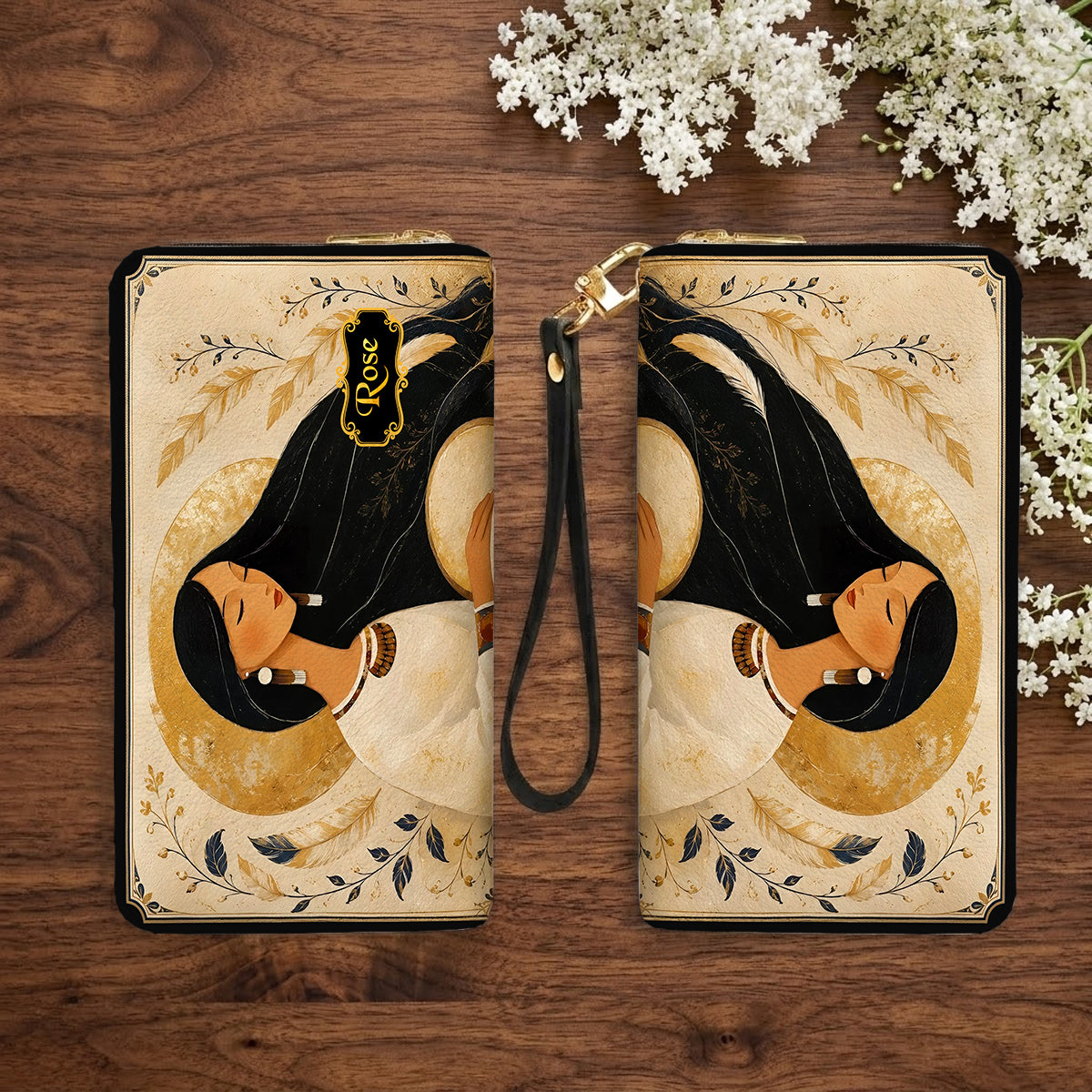 Golden Moon Maiden Personalized Leather Bag - Q1579