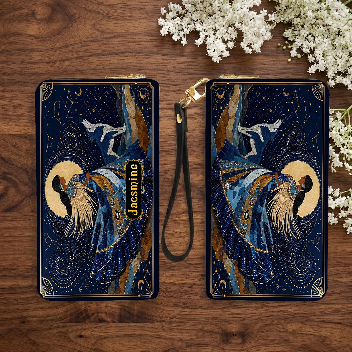 Lunar Wolf Guardian Personalized Leather Bag