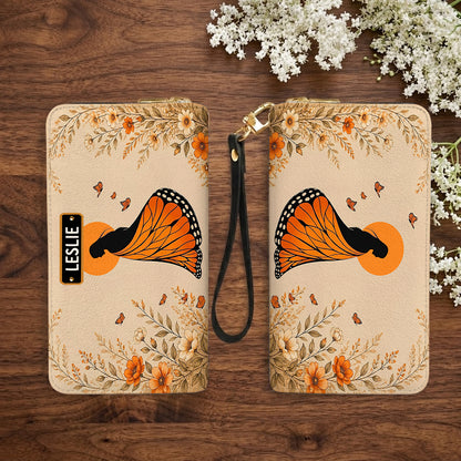 Amber Butterfly Woman Personalized Leather Bag
