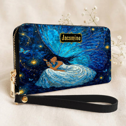 Azure Butterfly Woman Personalized Leather Bag