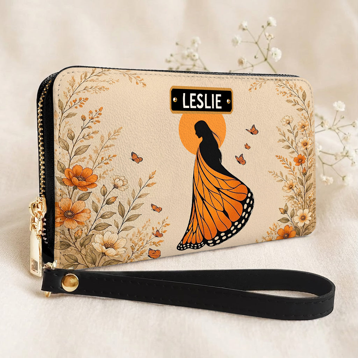 Amber Butterfly Woman Personalized Leather Bag