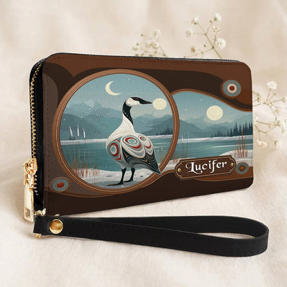 Moonlit Goose Serenity Personalized Leather Bag