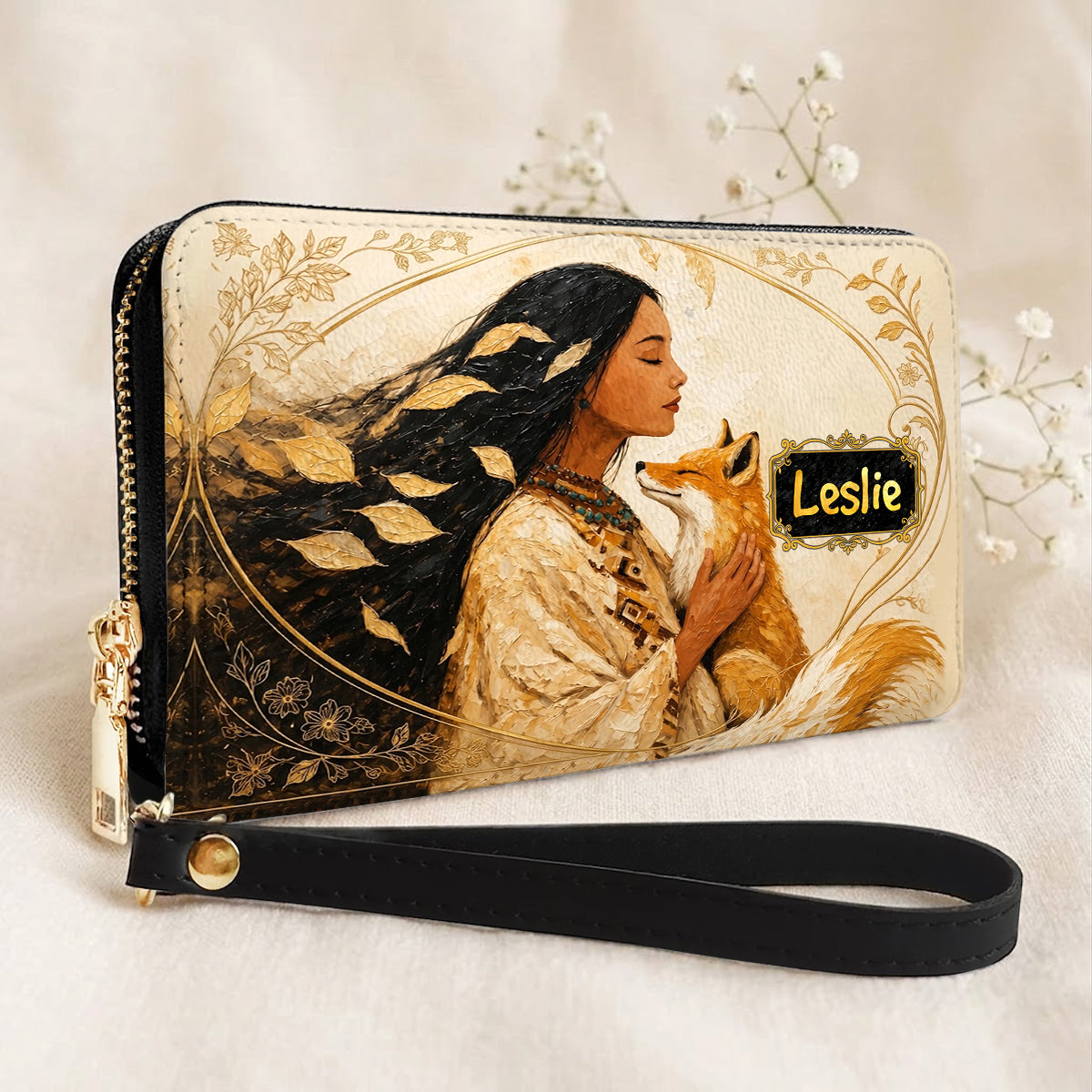 Whispering Fox Woman Personalized Leather Bag