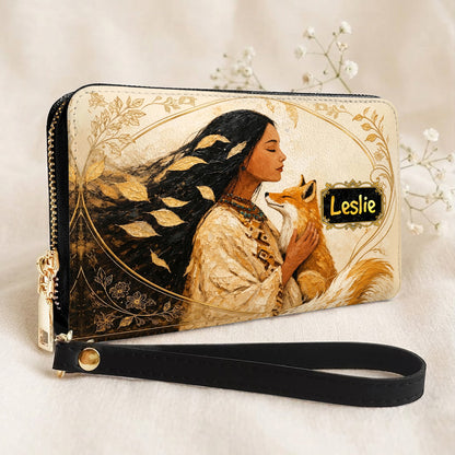Whispering Fox Woman Personalized Leather Bag