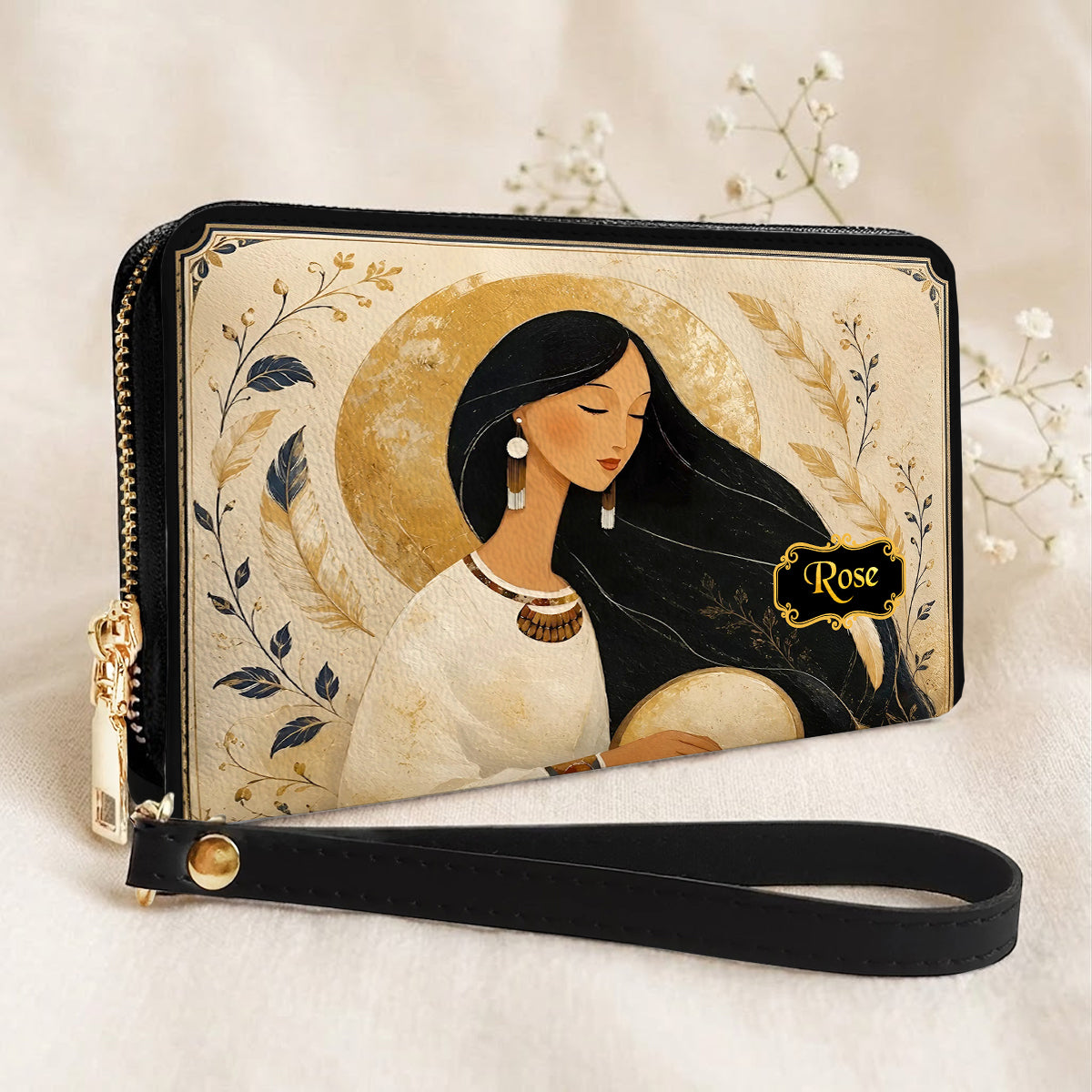 Golden Moon Maiden Personalized Leather Bag - Q1579