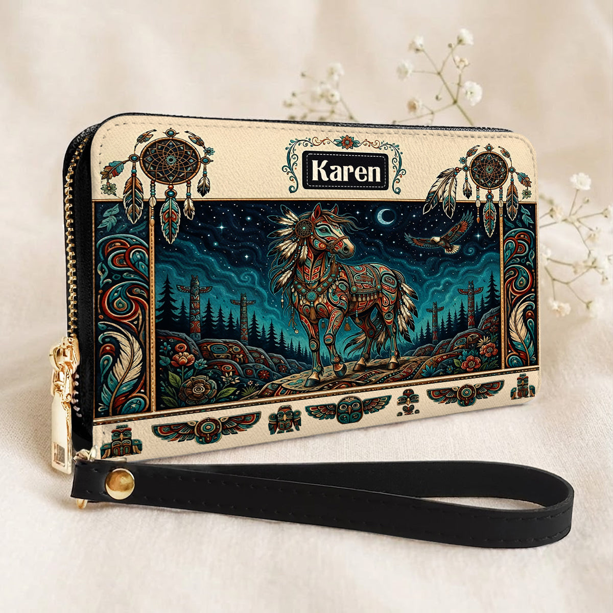 Moonlit Horse Legacy Personalized Leather Bag - Q1579