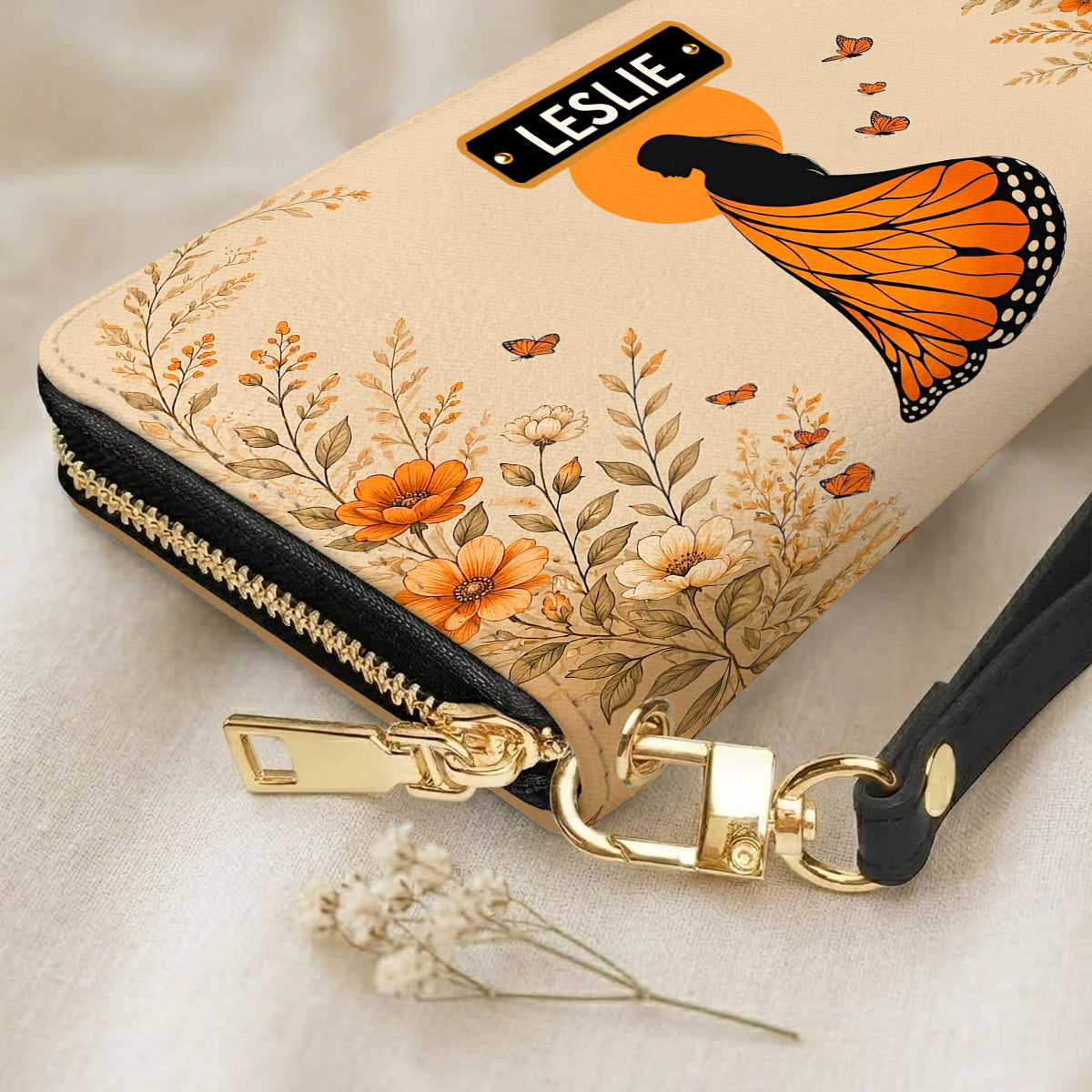 Amber Butterfly Woman Personalized Leather Bag