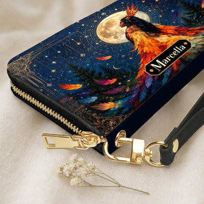 Moonlit Feather Grace Personalized Leather Bag