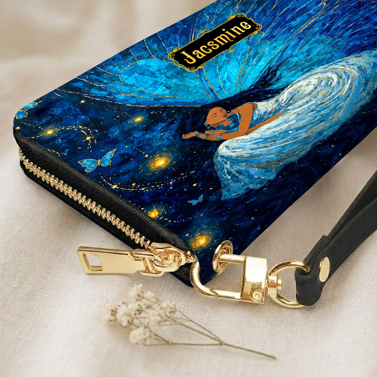 Azure Butterfly Woman Personalized Leather Bag