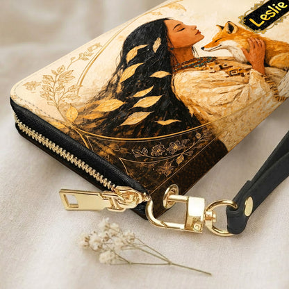 Whispering Fox Woman Personalized Leather Bag