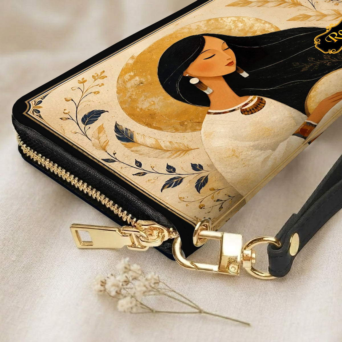 Golden Moon Maiden Personalized Leather Bag - Q1579