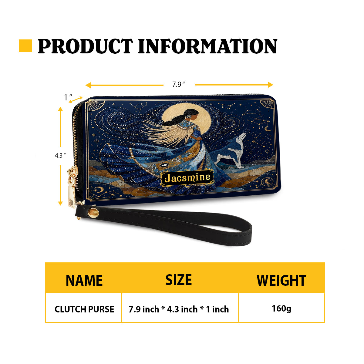 Lunar Wolf Guardian Personalized Leather Bag