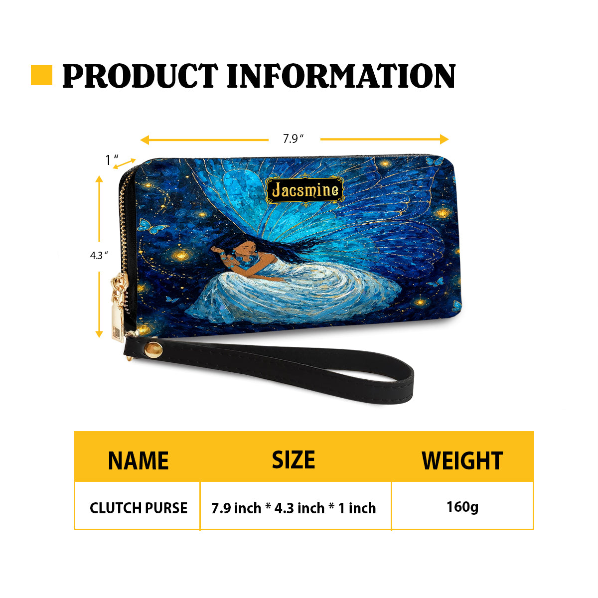 Azure Butterfly Woman Personalized Leather Bag