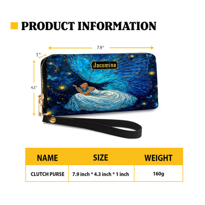 Azure Butterfly Woman Personalized Leather Bag