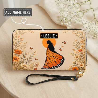 Amber Butterfly Woman Personalized Leather Bag