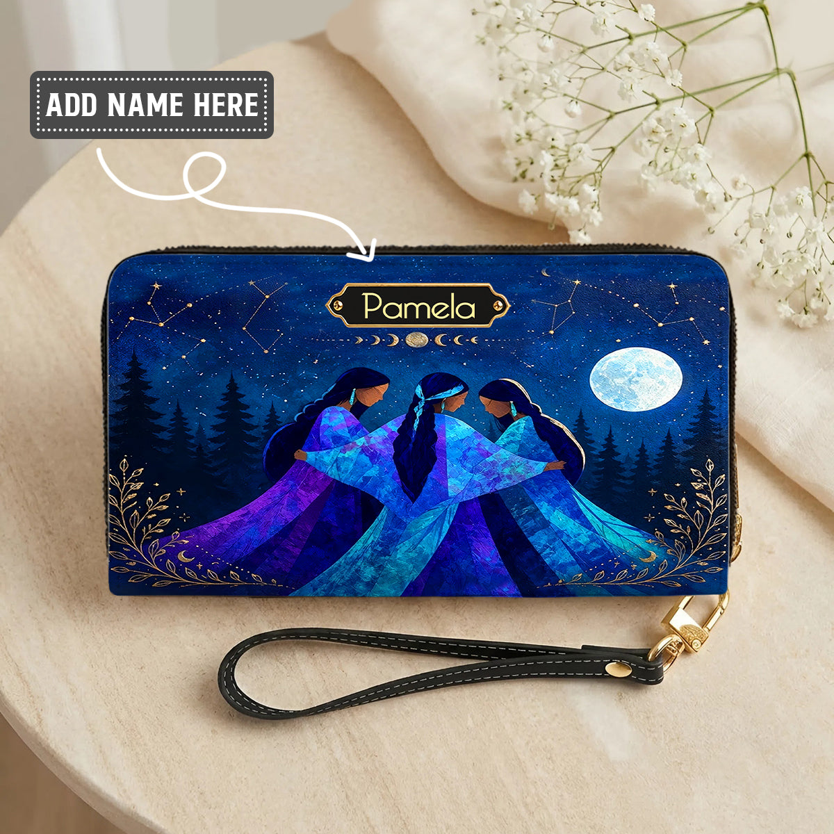 Whispering Moon Connection Personalized Leather Bag