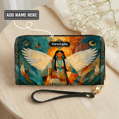 Radiant Feather Woman Personalized Leather Bag