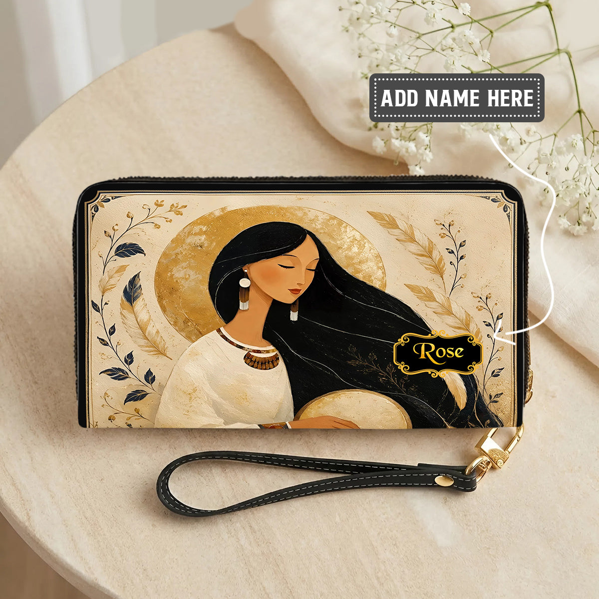Golden Moon Maiden Personalized Leather Bag - Q1579
