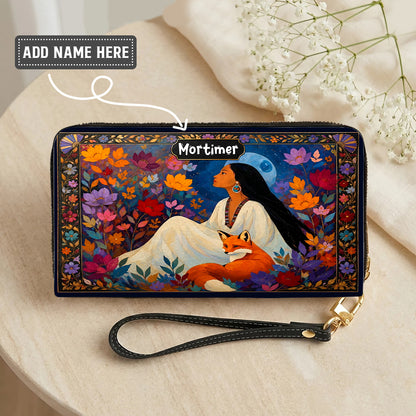 Autumn Fox Woman Personalized Leather Bag