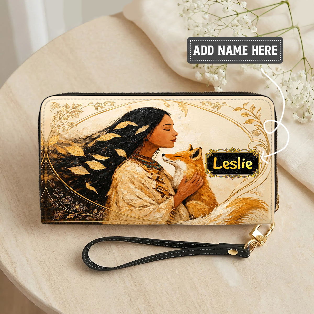 Whispering Fox Woman Personalized Leather Bag