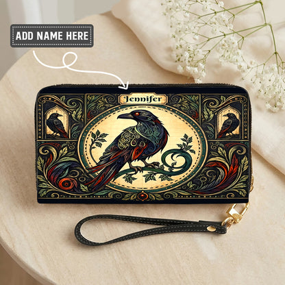 Raven Midnight Wisdom Personalized Leather Bag