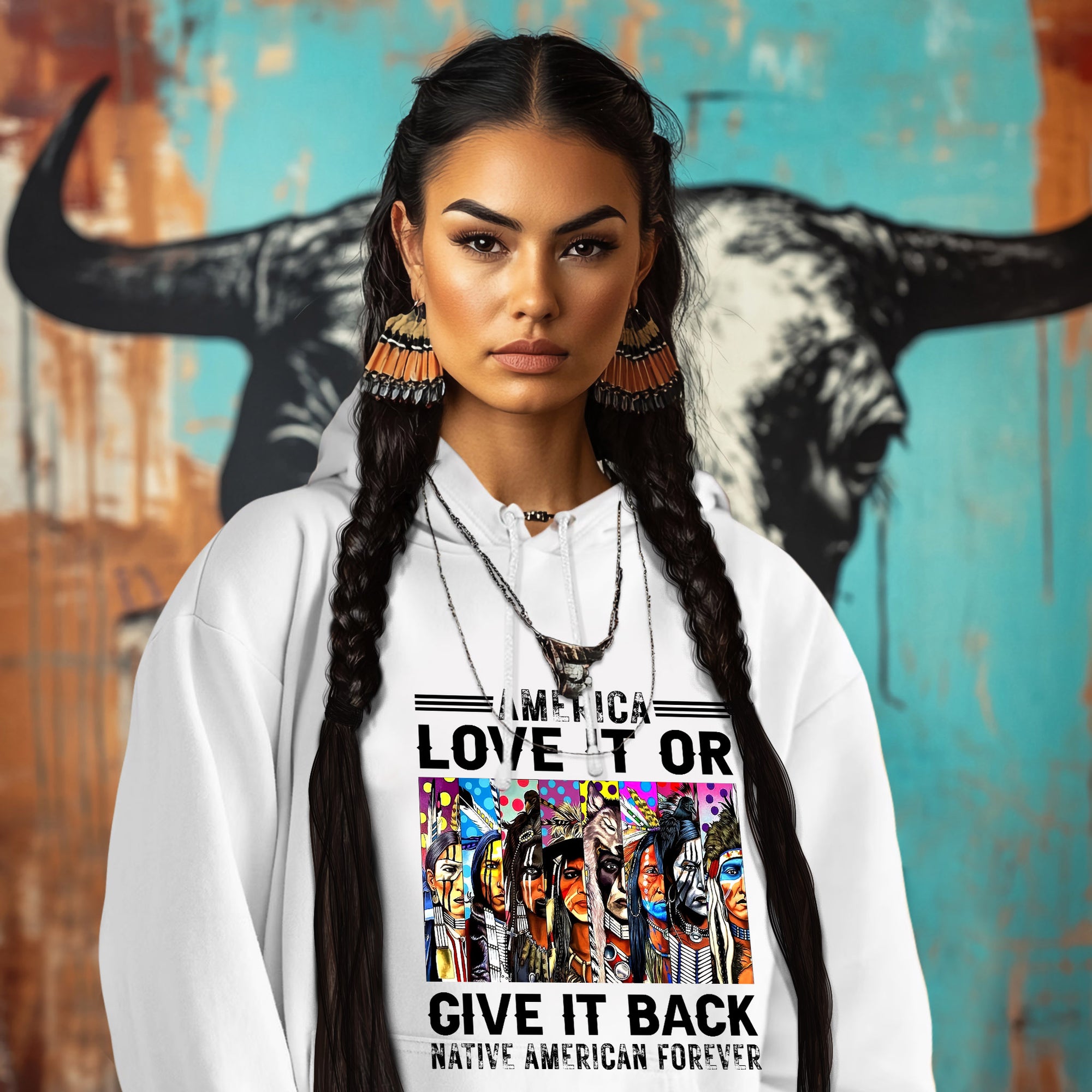 AMERICA LOVE IT OR GIVE IT BACK NATIVE AMERICAN FOREVER