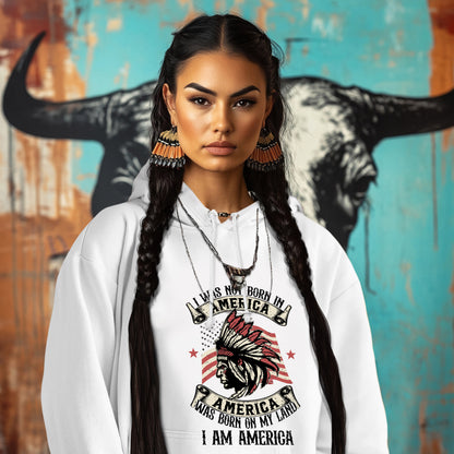 I WAS NOT BORN IN A AMERICA  AMERICA WAS BORN ON MY LAND  I AM AMERICA