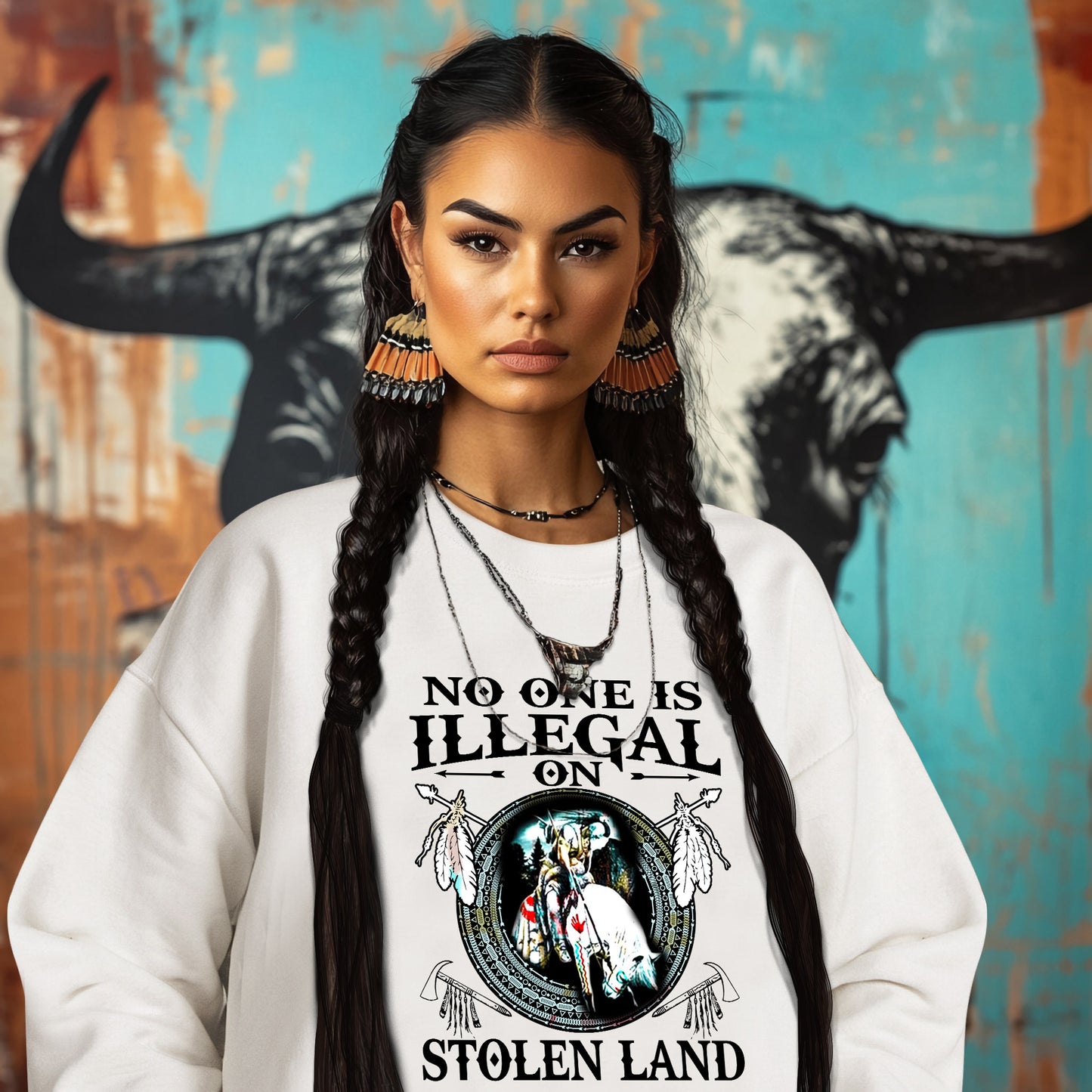 NO ONE IS ILLEGAL ON STOLEN LAND. WE WALK ON NATIVE LAND