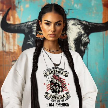 I WAS NOT BORN IN A AMERICA  AMERICA WAS BORN ON MY LAND  I AM AMERICA