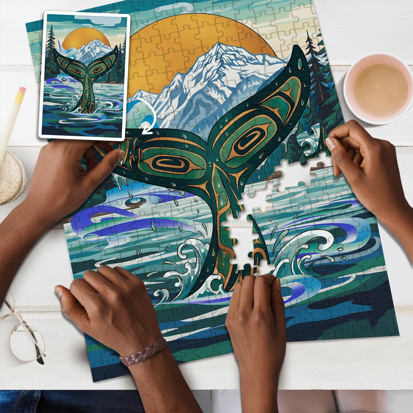 The Whale Who Carried the Mountains – Variant Acrylic/ Wooden Jigsaw Puzzle (300 / 500 / 1000 Pieces)