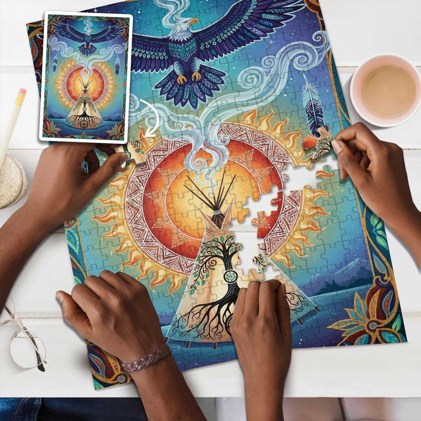 The Eagle Who Carries the Prayers of the Earth – Wooden Jigsaw Puzzle (300 / 500 / 1000 Pieces)
