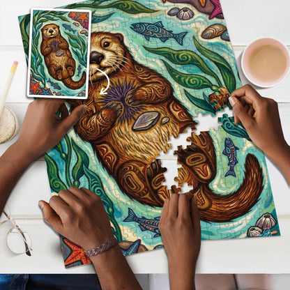 The Otter and the Urchin – Wooden Jigsaw Puzzle (300 / 500 / 1000 Pieces)