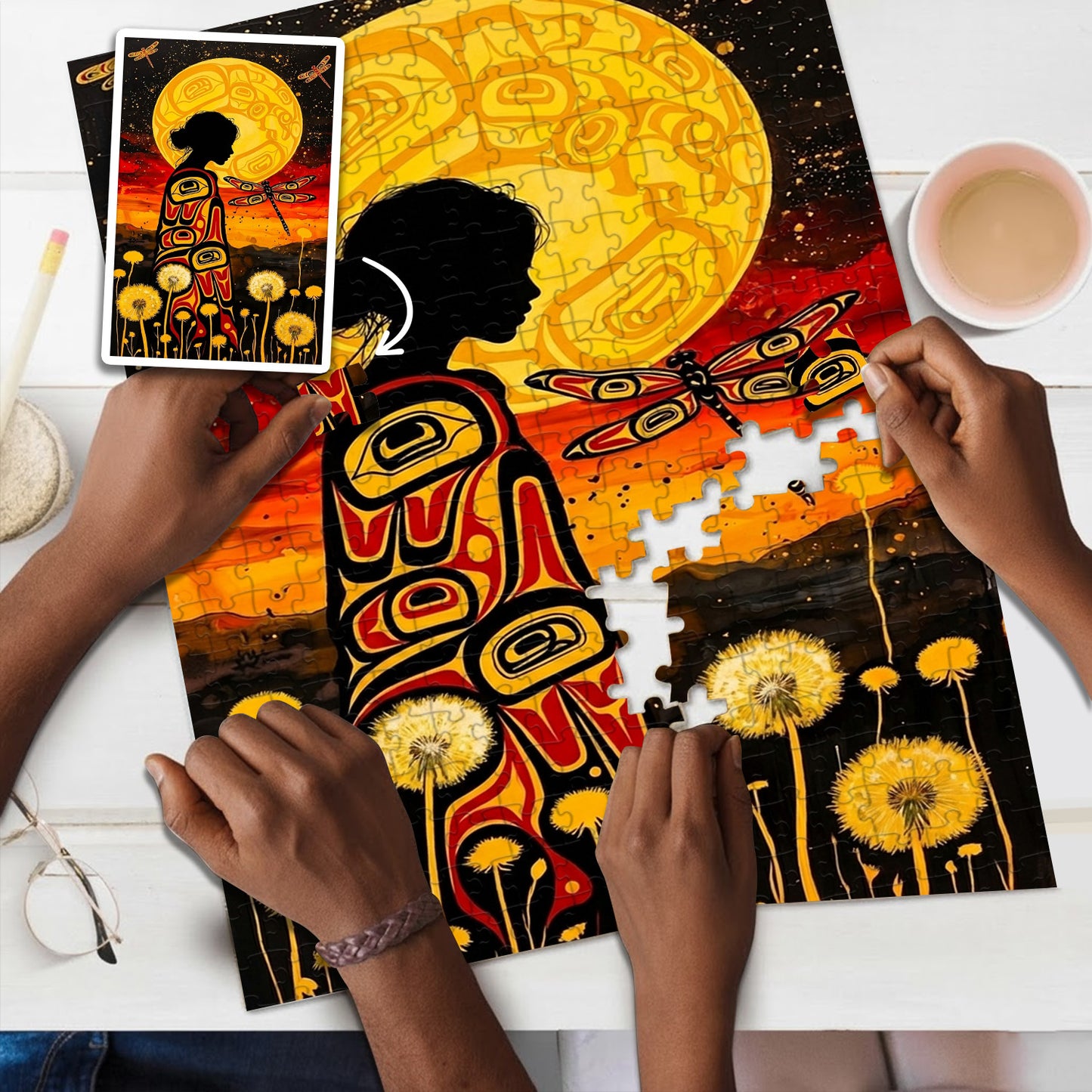 The Woman Who Walked Beneath the Dragonflies – Variant Acrylic/ Wooden Jigsaw Puzzle (300 / 500 / 1000 Pieces)