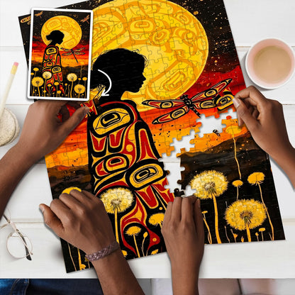 The Woman Who Walked Beneath the Dragonflies – Variant Acrylic/ Wooden Jigsaw Puzzle (300 / 500 / 1000 Pieces)