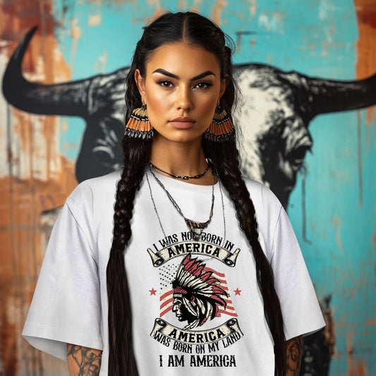 I WAS NOT BORN IN A AMERICA  AMERICA WAS BORN ON MY LAND  I AM AMERICA