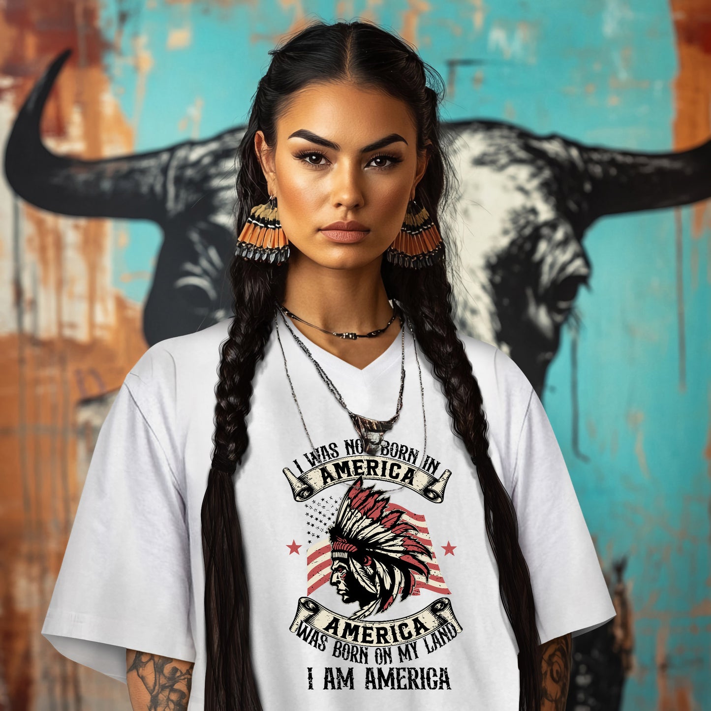 I WAS NOT BORN IN A AMERICA  AMERICA WAS BORN ON MY LAND  I AM AMERICA