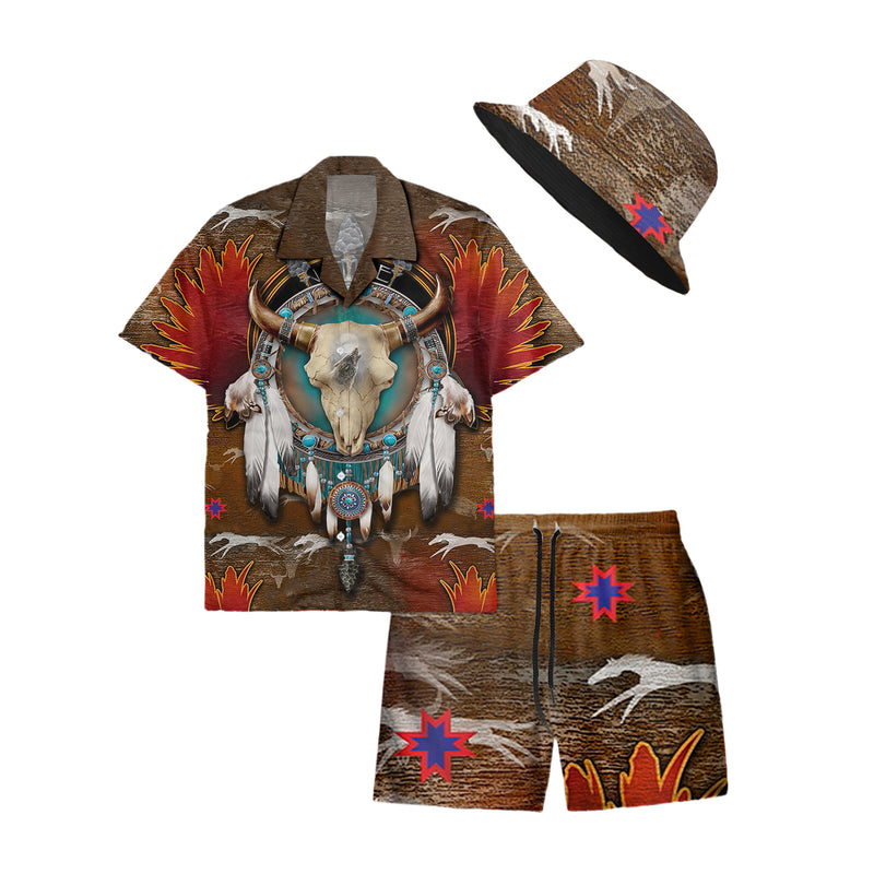 Native Buffalo Pattern Hawaiian Shirt New - 86018