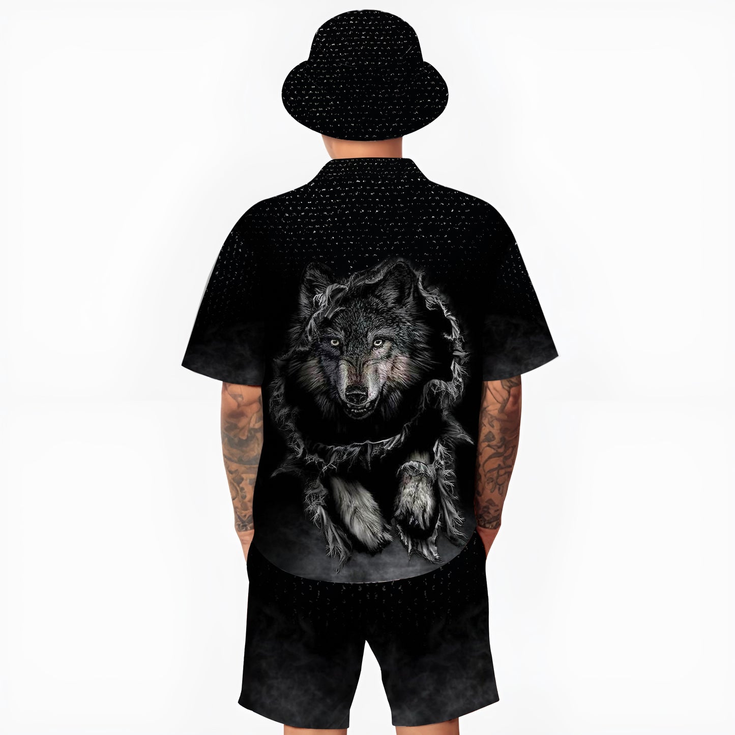 Native Wolf Pattern Hawaiian Shirt New - 86008