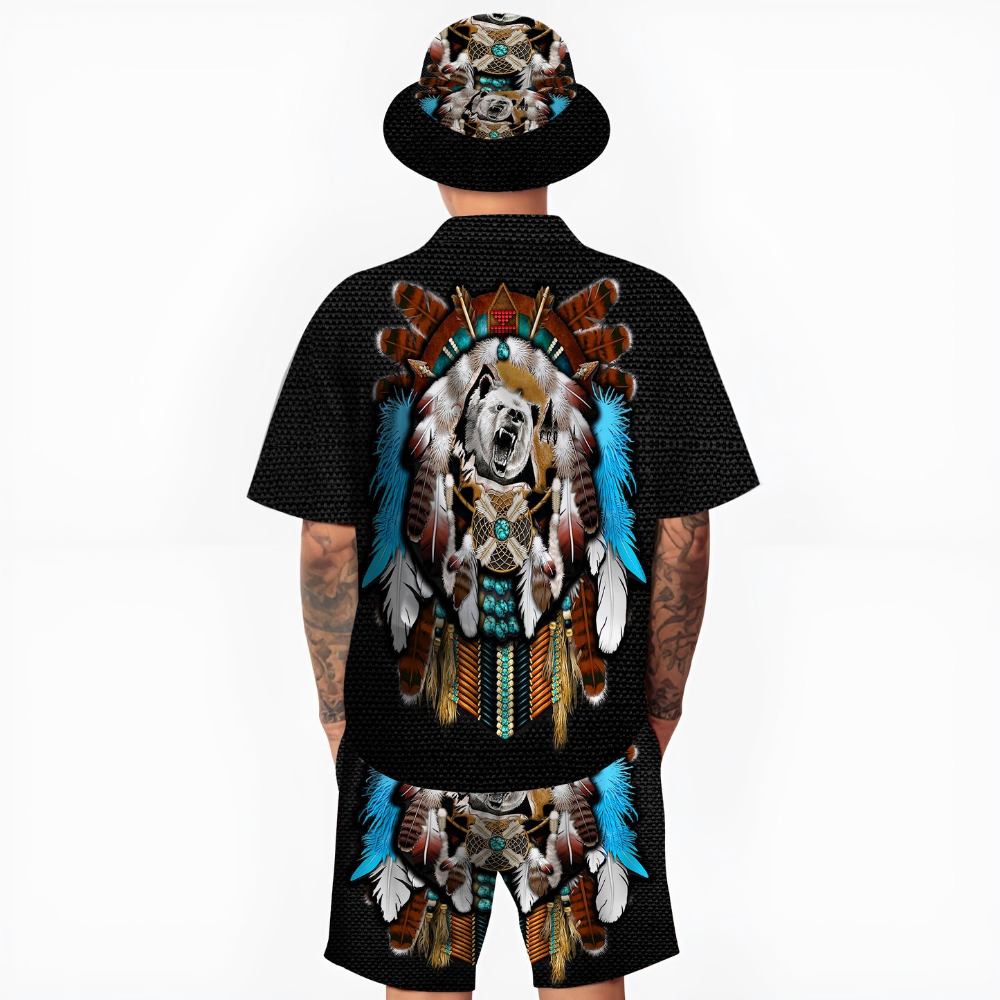 Native Bear Pattern Hawaiian Shirt New - 86019