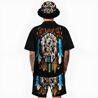 Native Bear Pattern Hawaiian Shirt New - 86019